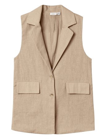 Nkffalinnen Waistcoat Beige Name It