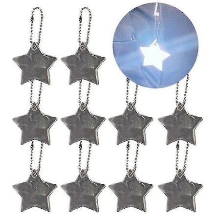 10 stk./sett Kreative Reflekser Nøkkelringer Reflekterende Stjerner Sikre Refleks Nøkkelkjeder