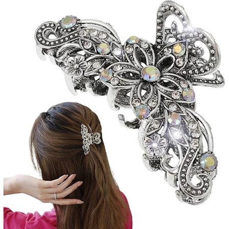Vintage hårklemme (Vintage Sølv), en rhinestonelegering