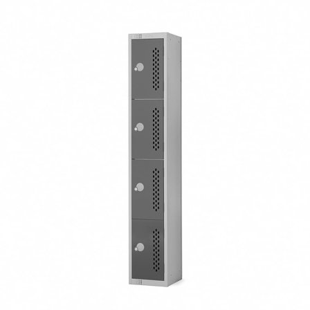 Elite perforated locker, 4 door, 1800x300x450 mm, dark grey