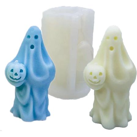 1 stk 3D Kranie Silikonforme til Halloween Festdekorationer, Halloween Spøgelseslys Silikonform Græskar i Håndstøbt