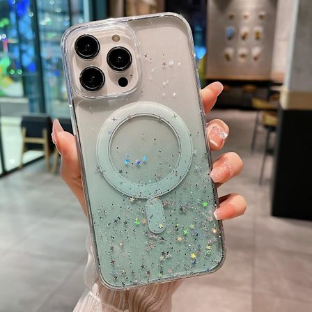 Magsafe Bling Glitter Gradient Stötsäkert genomskinligt anti- case för Iphone 15 Pro Max 15 Ultra