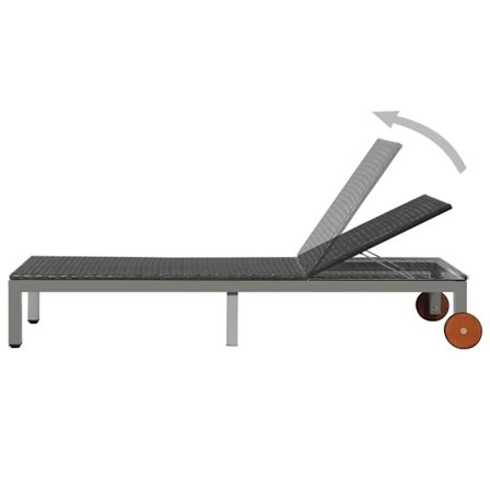 vidaXL Solsäng med hjul konstrotting svart
