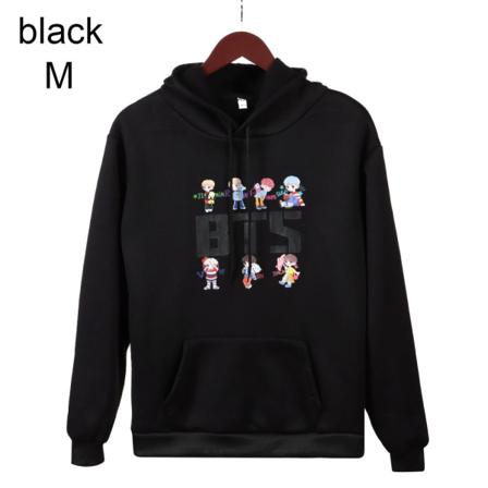 Bts Hoodies Autumn Sweatshirts Black M