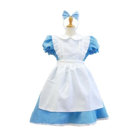 Børn Børn Alice i Eventyrland Kostume Pigebogsuge Cosplay Festkjole V vY