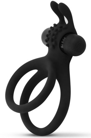 Double Vibrating Cock Ring With Rabbit Ears Penisring med vibrator