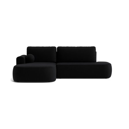Monza Chaiselongue-Schlafsofa, links | Stauraum, Riviera Schwarz Velour, elegantes Design, stilvolles Ecksofa mit Schlaffunktion, 90cm
