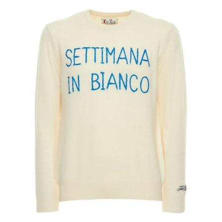 MC2 Saint Barth, Round-neck Knitwear Biały, Mężczyzna, Rozmiar: S