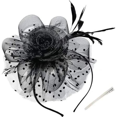 Fascinerende hat til kvinder, tehat til kvinder, til kirkebryllup, cocktail, sort