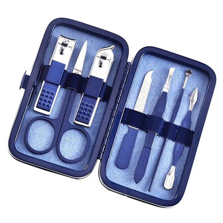 Profesjonelt pedikyrsett i rustfritt stål med neglesaks og stelleutstyr med reiseveske (størrelse: 7-delers sett)