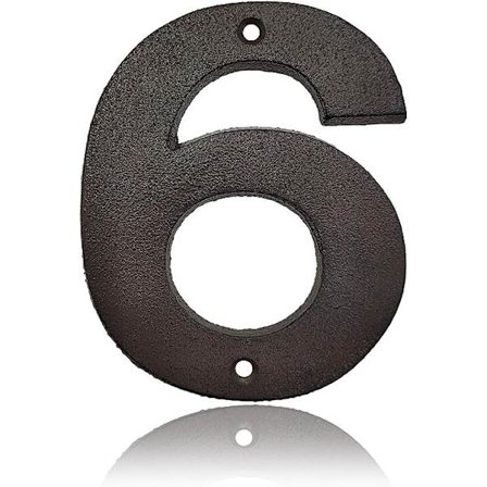 Gjutjärnshusnummer - 4,9 tum höga husnummer/brevlådenummer, nummer 6