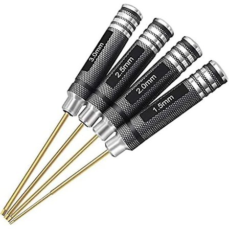 4 stk. 1,5 mm 2,0 mm 2,5 mm 3,0 mm Hex Skruetrækker Sæt Titanium Hexagon Skruetrækker