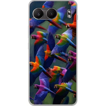 Yhteensopiva Puhelinkuori OnePlus Nord 4 Värikkäät papukaijat lentävät tummaa taustaa vasten