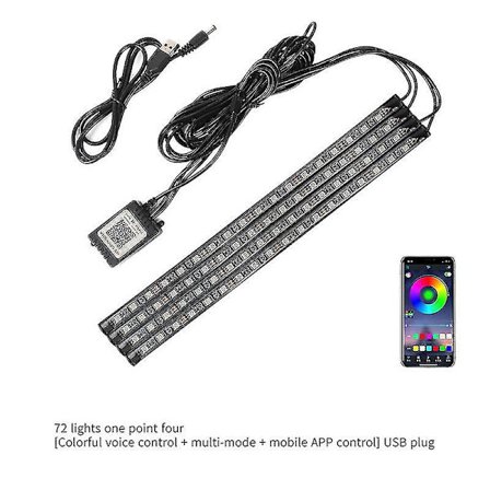 Bil Neon Lys Ring-72 Lys En Punkt Fire [farverig Stemmestyring + Multi-mode + Mobil App Kontrol] Usb Stik (et Sæt)