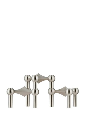 STOFF Nagel Nagel Candle Holder (Set With 3 Pcs) - Brushed Chrome - Silver - 6.9X10.2CM