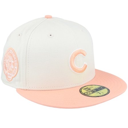 New Era - MLB Beige Fitted Cap - Chicago Cubs White Crown 59FIFTY Ivory/Peach Fitted @ Hatstore