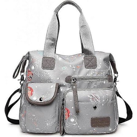 Toteväska för kvinnor, Stor kapacitet Topphandtag Handväskor med flera fickor & dragkedja, Lätta axelväskor för damer, Nylon Cross body (Grå 