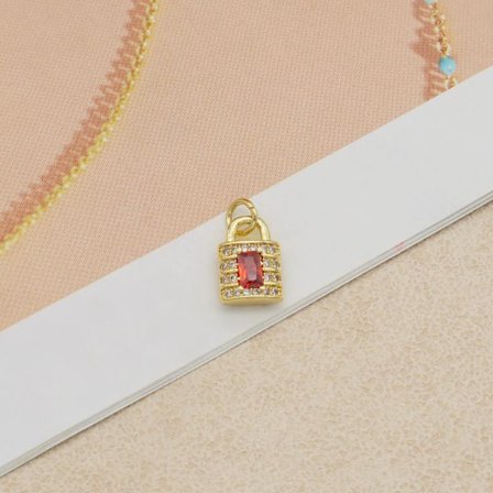 Halsband hänglås guldpläterat med kristall handgjort med kedja