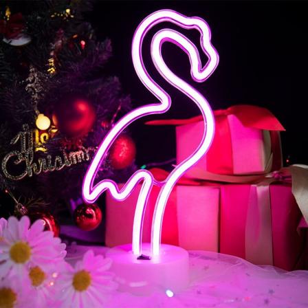 Neonrosa med stativbas, rosa neonlampa, batteridriven/USB-driven,