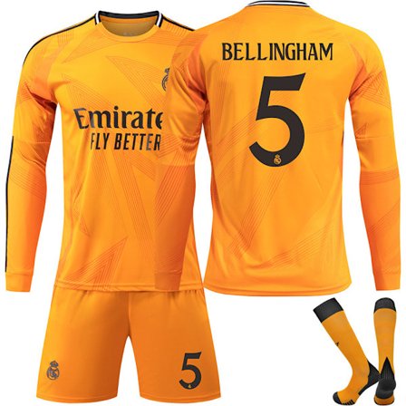 Real Madrid Aawy Børn/Voksen Langærmet Fodboldtrøje Jersey Nr. 5 Bellingham 2024-2025 24[PL]