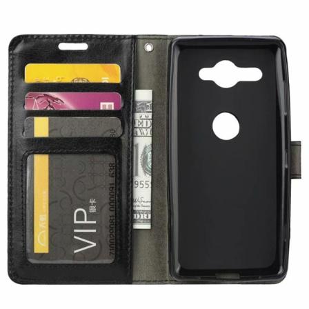 Xperia Xz2 Compact Plånboksfodral Pu-läder 4-fack Svart