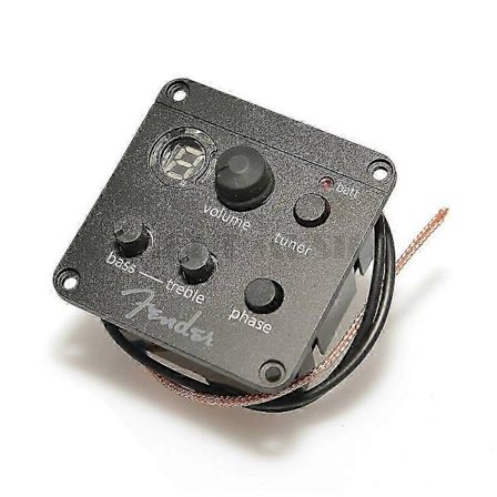 Fender ISYS Akustisk Guitar Pickup med Indbygget 3-Bånds Preamp EQ Bas Mellem Diskant Tuner og Volumenkontrol - WELLNGS