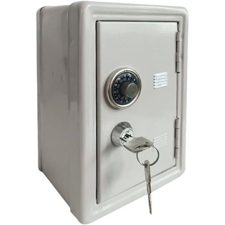 Møntbank, Metal Børns Sikker Pengebank, Mini Kodeord Pengebank, Kontantboks med Lås, Kontantbankboks (hvid)