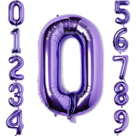 Pupple Stora 40 Tums Siffror 0 Födelsedagsfest Bröllop Dekorationer Heliumfolie Mylar Stor Nummer Ballon Digital