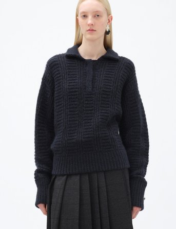REMAIN Birger Christensen Knitted Polo Sweater - Navy - 38