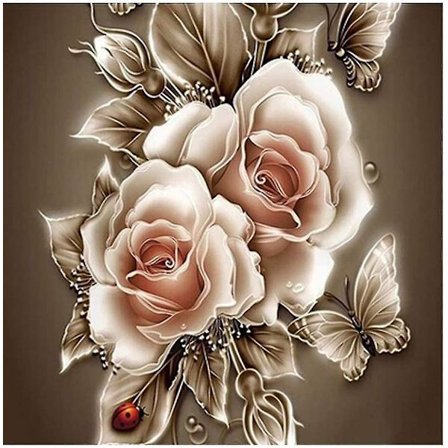 5D Diamantmålning Kit, DIY 5D Fjäril Ros Blomma Full Borr Krystall Rhinestone Målning Diamant Broderi Målningar För Vägg