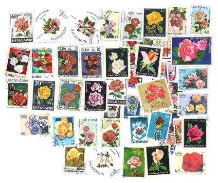 Roser - 45 forskellige frimærker - Stemplet