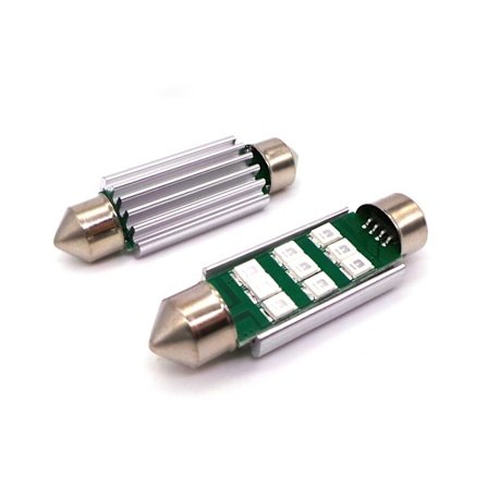 6 st LED-lampor SV8.5, C5W 12-24V CANBUS 42mm Blå