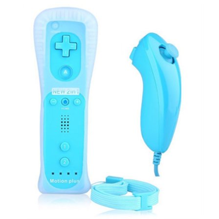 1 sæt blå 2 i 1-controller til Wii, Nunchuck-controller, Rem