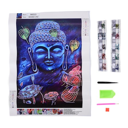 Rhinestone Målning Buddha Mönster Utsökt DIY Hem Väggdekoration Bild 30x40cm