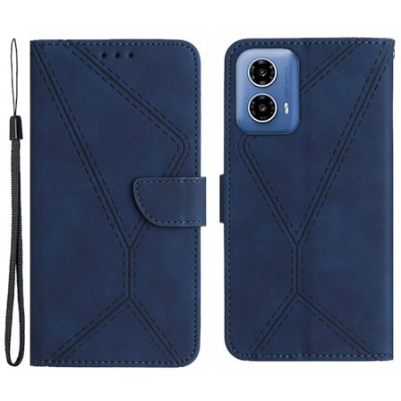 SKALO Motorola Moto E14 4G PU læderpung med prægning - Blå