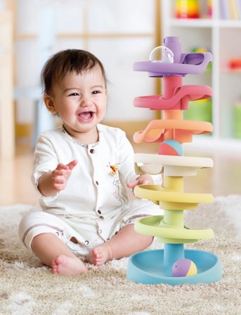 Quercetti Spiral Tower Play Eco+ - Multi/patterned - 10PCS H 46CM