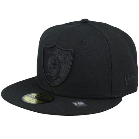 New Era - NFL Black fitted Czapka Z Daszkiem - Las Vegas Raiders Black on Black NFL Essential 59FIFTY Black Fitted @ Hatstore