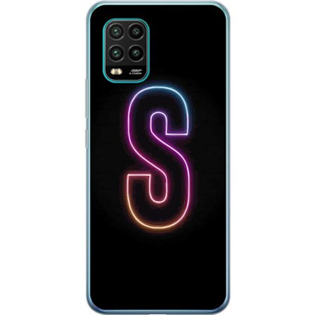 Kompatibelt Mobildeksel til Xiaomi Xiaomi Mi 10 Lite 5G Neonbokstav S i lysende rosa og blå toner mot mørk bakgrunn, stilig bokstavkunst med retrofu