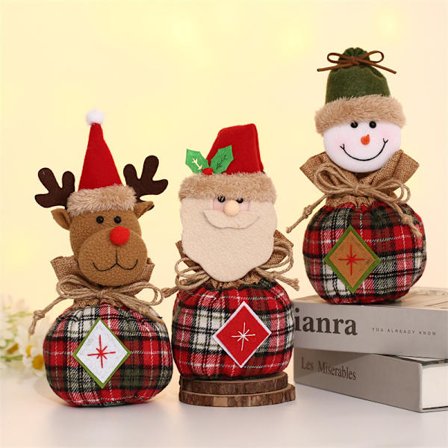 3 uutta joulukoristetta pellavapussista 3D-sarjakuva vanha mies s