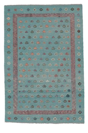 Kilim Nimbaft Rug Modern Dark Teal/Dark Grey (Wool, Afghanistan)