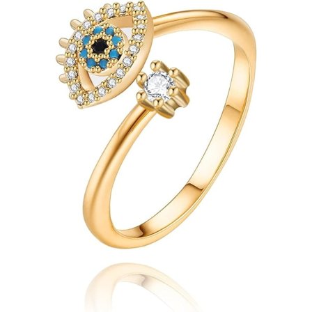 IC Gold Statement Ringar för kvinnor 14k guldpläterade silver rosguld Onda ögat Chevron spetsig V-formad öppen ring Marquise Cubic Zirconia