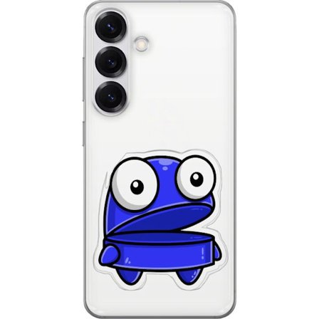 Kompatibel Mobilcover til Samsung Samsung Galaxy S25 Blå tegneseriefigur med åbent udtryk og store øjne i sjov illustration