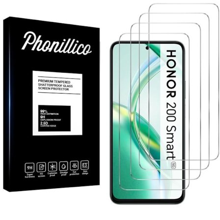 Näyttösuoja - Phonillico - Honor 200 Smart 5G - Karkaistu lasi - 4 pakkauksessa - Naarmuuntumaton