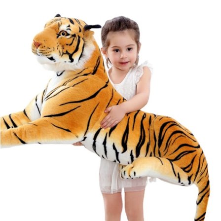 Realistiske myke kosedyr Plysjleker Tiger gul Z