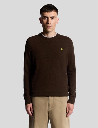 Lyle & Scott Lambswool Blend Crew Neck Jumper - Brown - L