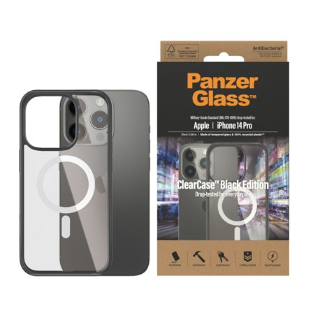 Panzer Transparent w. White MagSafe & Black Frame iPhone 14 Pro ClearCase PanzerGlass - High quality tempered glass screen protector Cover