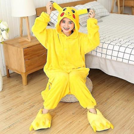 Pikachu Anime Cosplay Animal Voksne Kvinner Tegneserie Pyjamas Vinter Varm Onesie Morsom Myk Søt Jumpsuit For Jenter 10T(Height 125-135CM