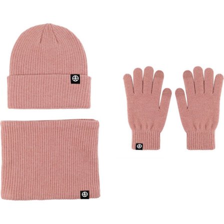 ING Dame Lue, Skjerf og Hanskesett - Inkluderer 3-delt sett (lue, skjerf og hansker) - Rosa