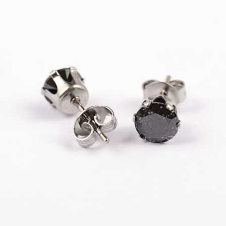 Studs Örhängen i 316L Kirurgiskt stål med 3 mm Black Diamond CZ