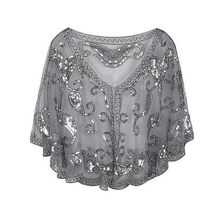 Naisten 1920-luvun huivi Gatsby-juhliin Häähuivi Helmikirjailtu Paljetti-iltahuivi